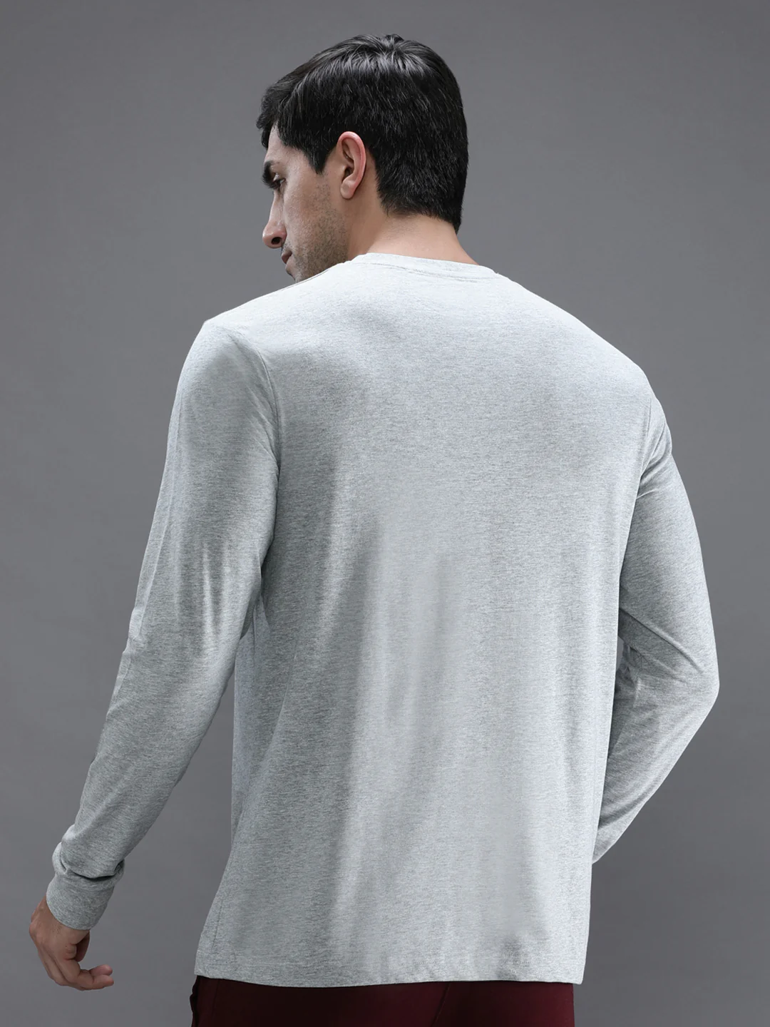 Casual Grey Melange Solid T-Shirt