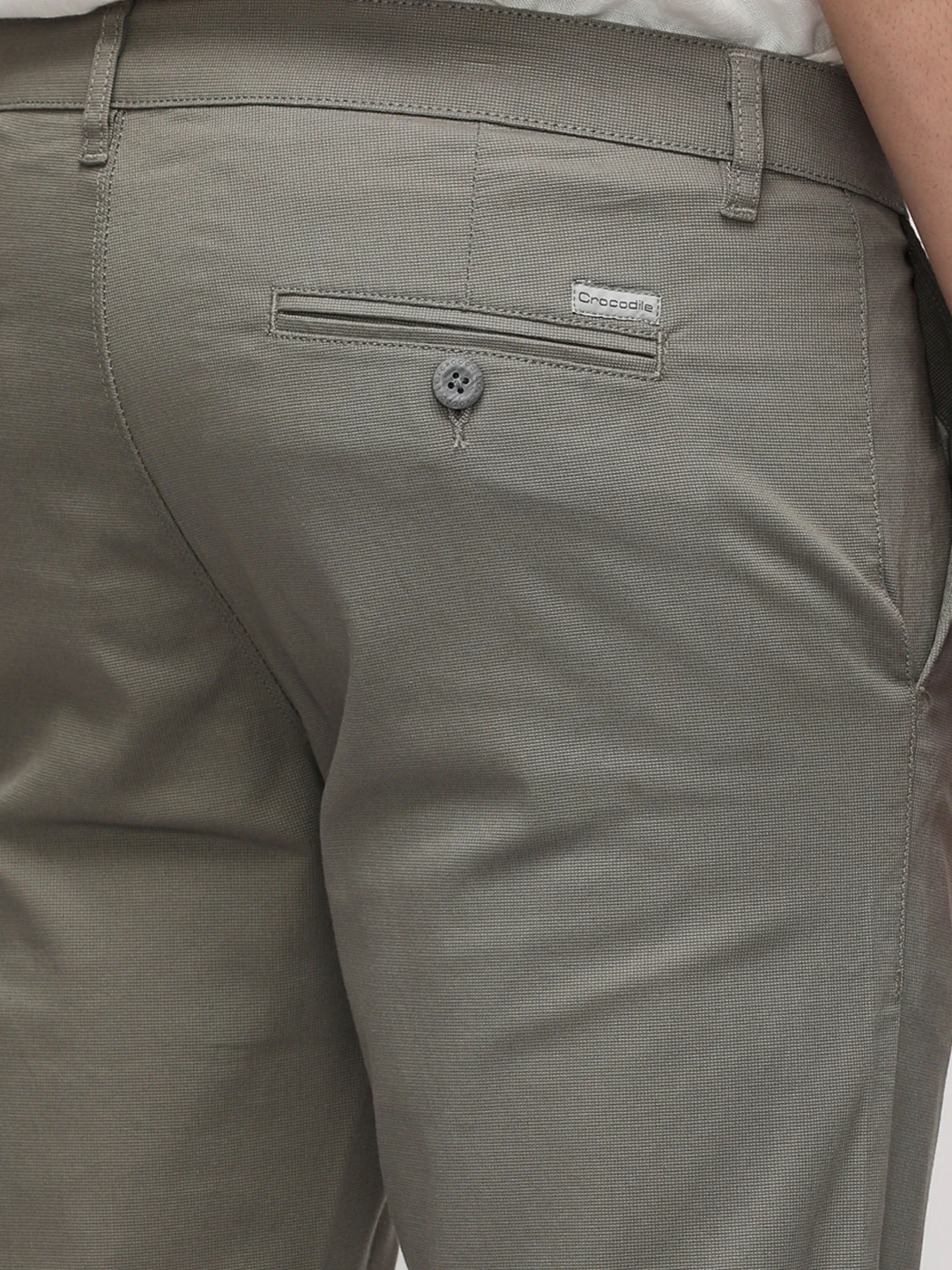 Dark Slate Cotton Textured Stretch Trouser