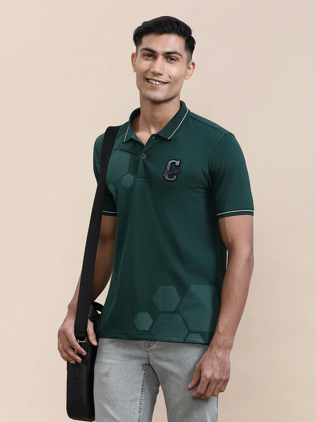 Chenille Embroidery Lycra Slim Fit Polo