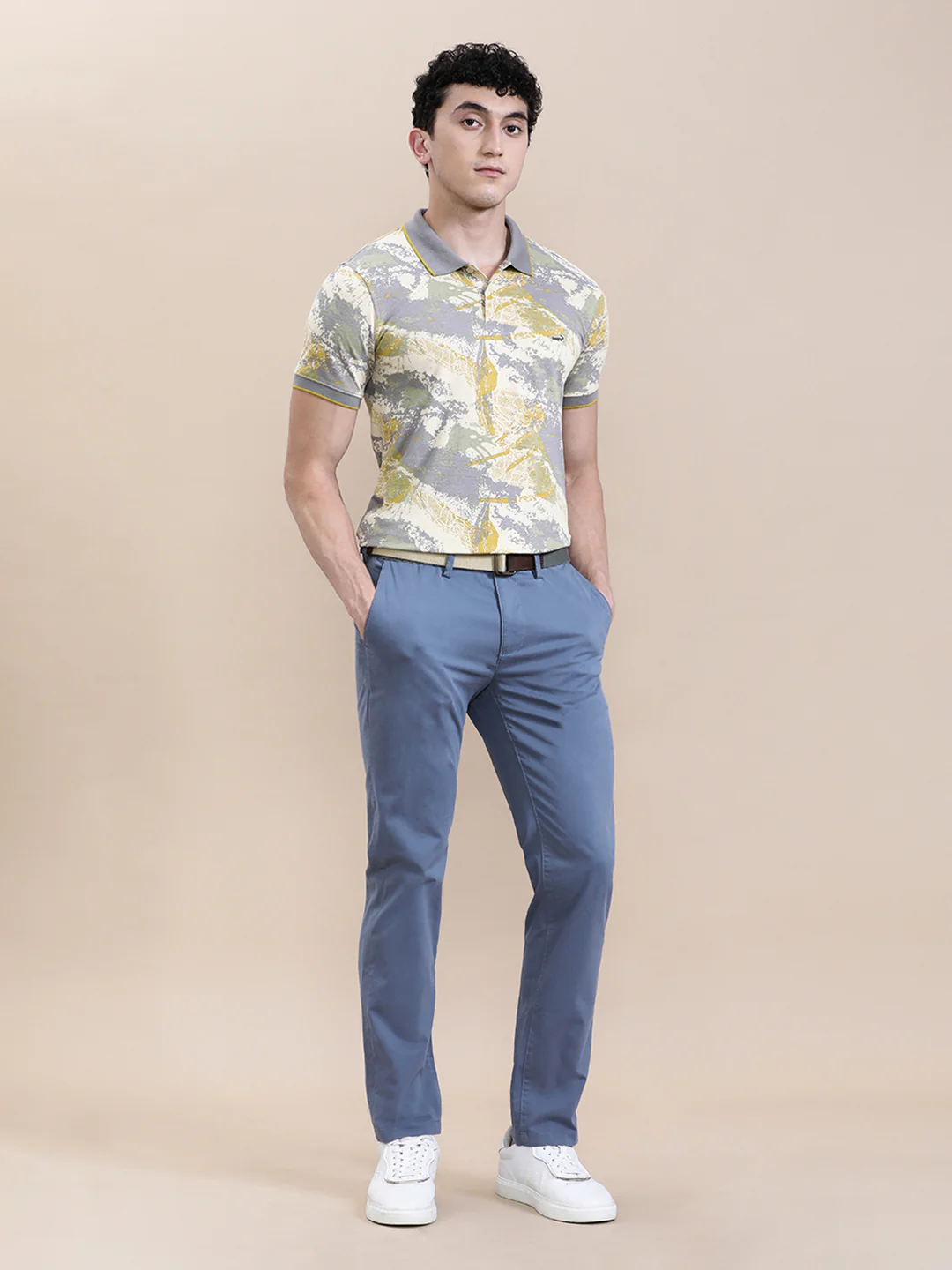 Slim Fit Beige AOP T-Shirt