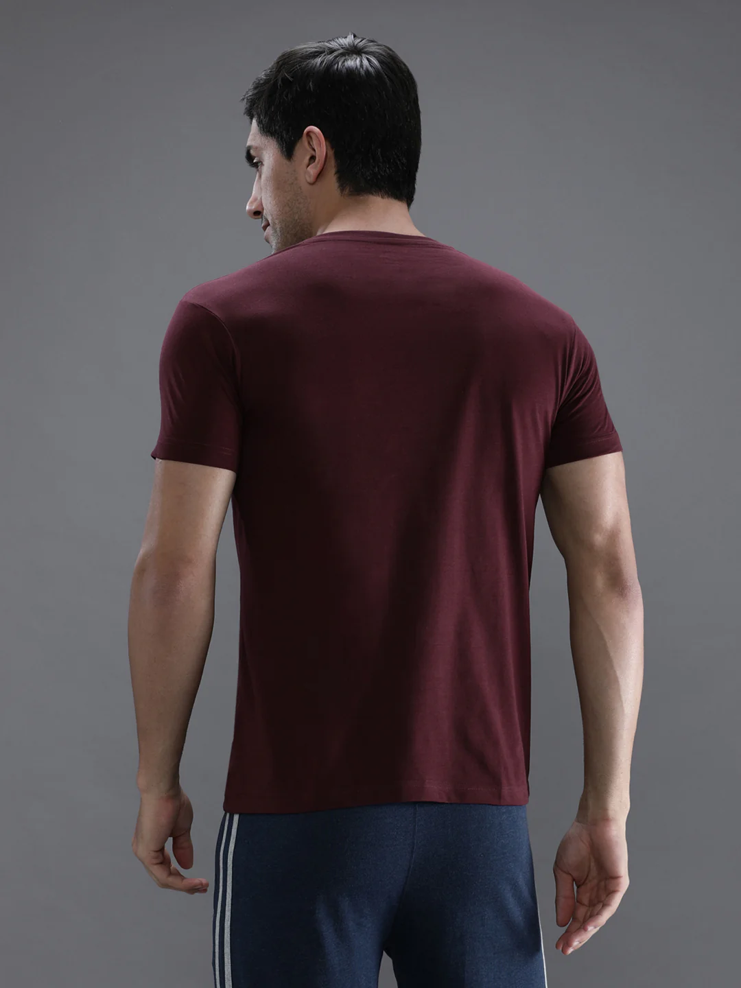 Wine Red Solid Casual T-Shirt