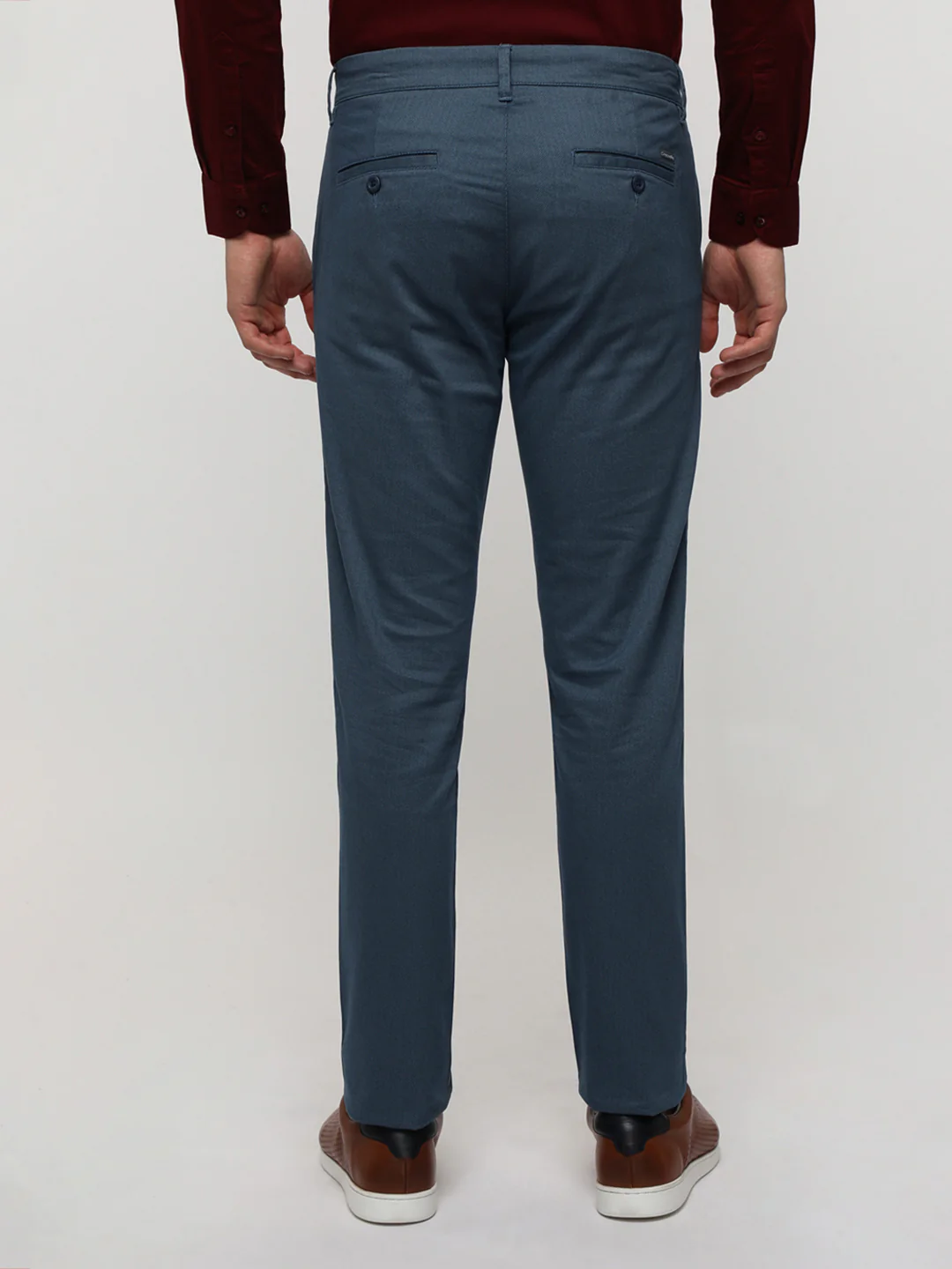 Blue Printed Soft Touch Stretch Trouser