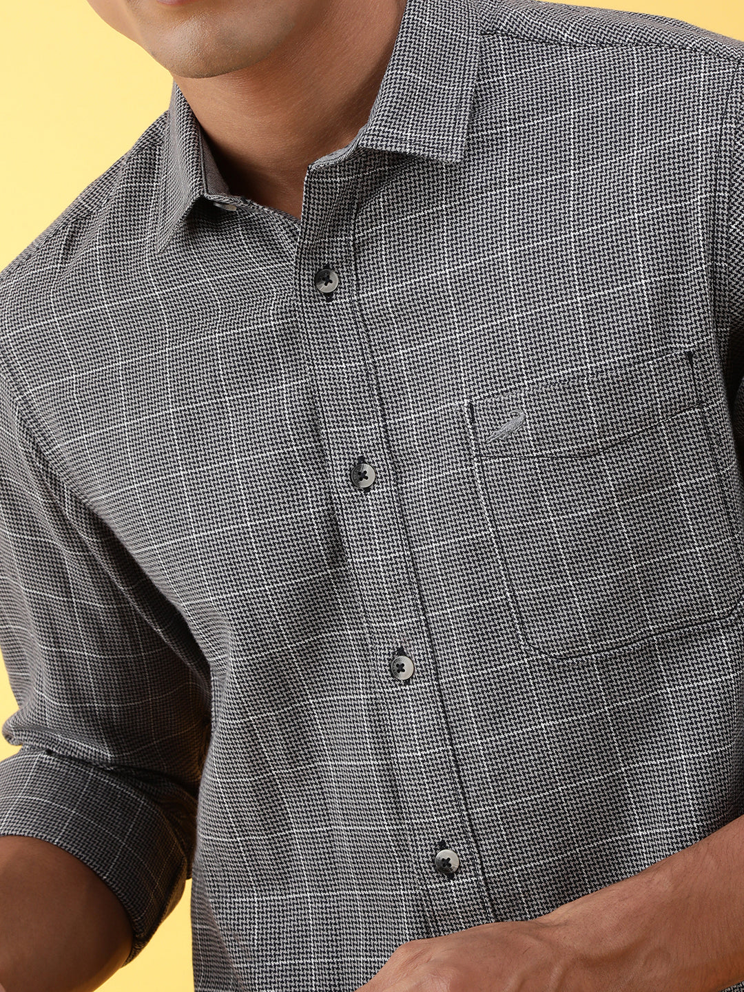 Casual Grey Checked Full Sleeve 100% Cotton Shirt