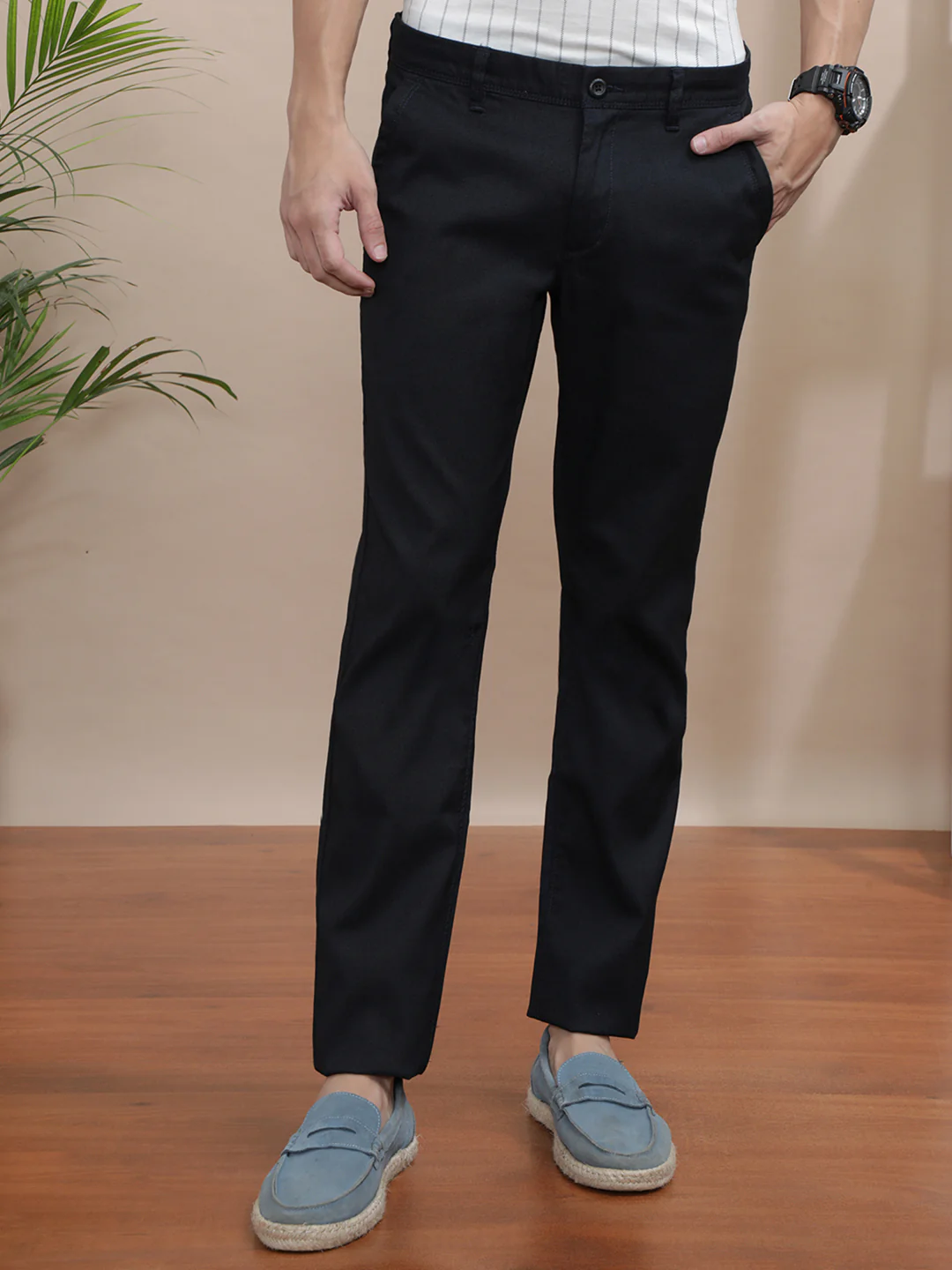 Solid Casual Trouser Black