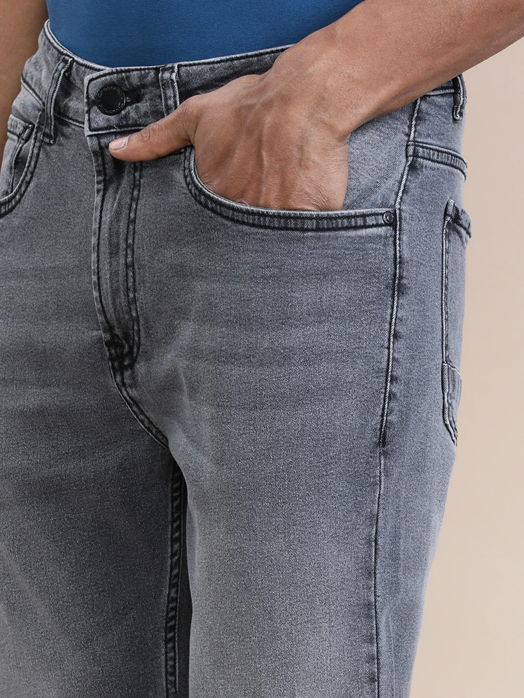 Classic Washed Grey Slim Tapered Jeans