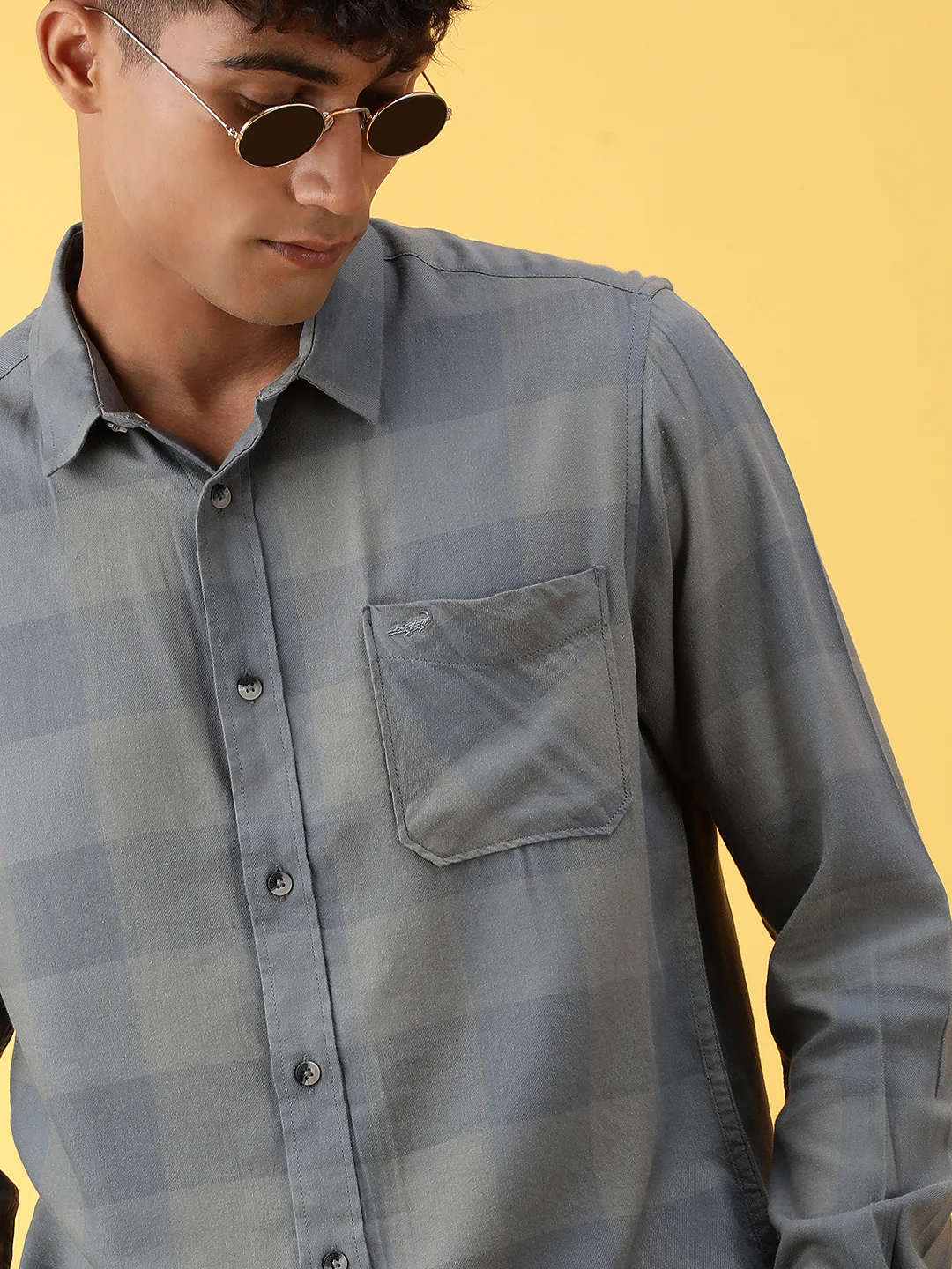 Grey Checked Full Sleeve Shirt