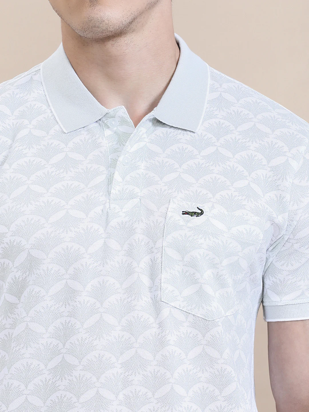 Leaf Motif Slim Fit Polo Black