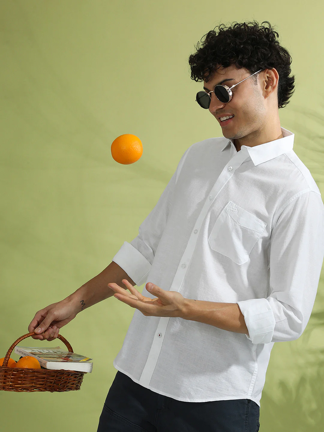 White Solid Full Sleeve 100% Cotton Shirt