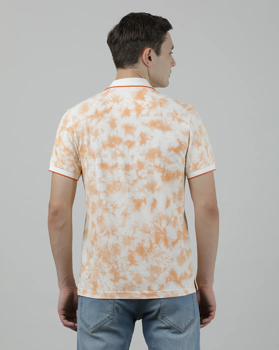 Orange Tie and Dye Polo T-Shirt