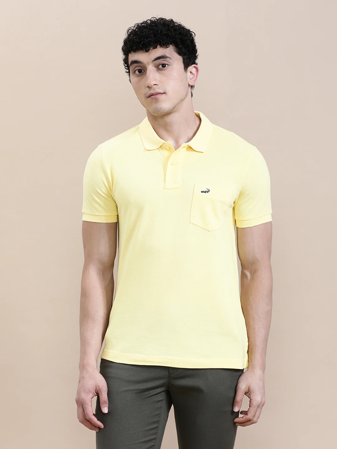 Yellow Solid Polo T-Shirt with Pocket