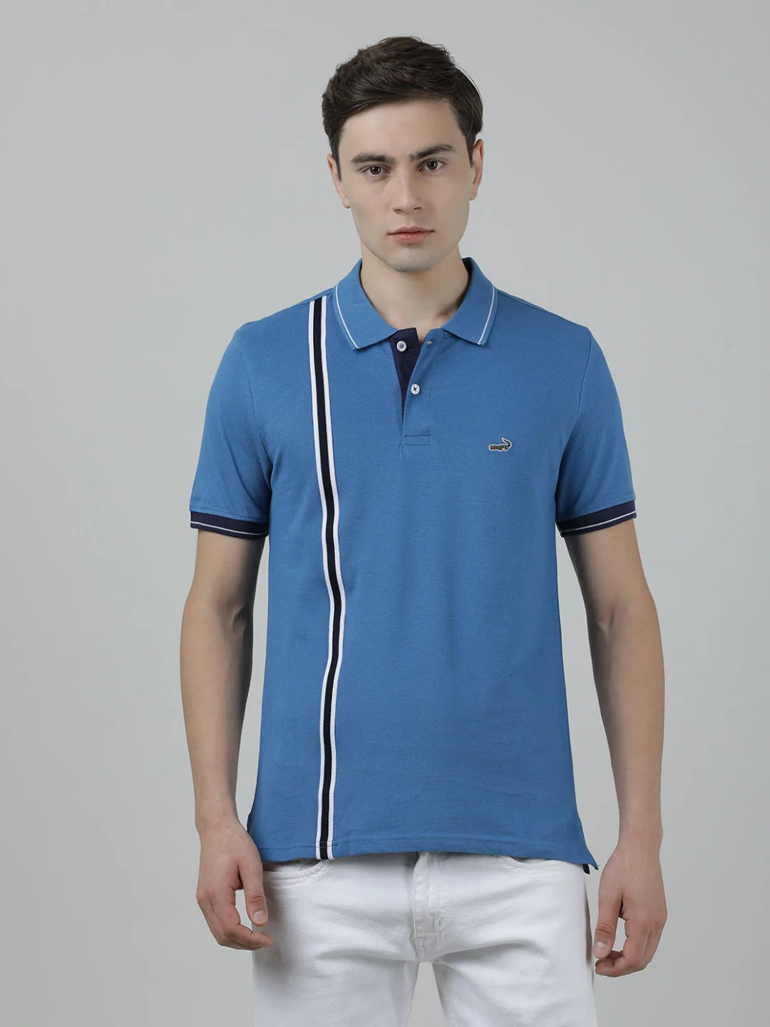 Atlantic Blue Printed Polo T-Shirt