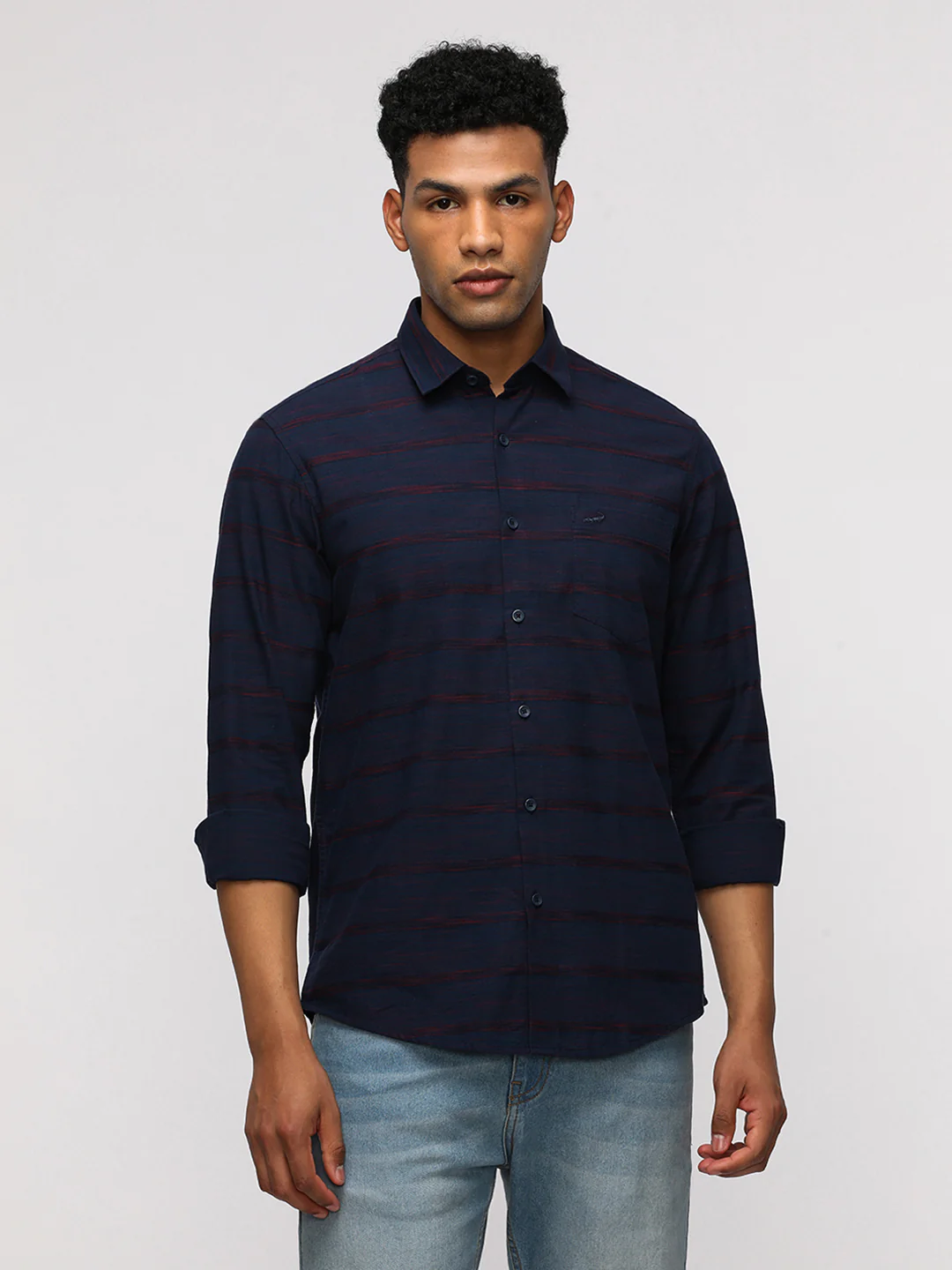 Comfort Fit Sport Navy Striped Shirt for Stylish Wear