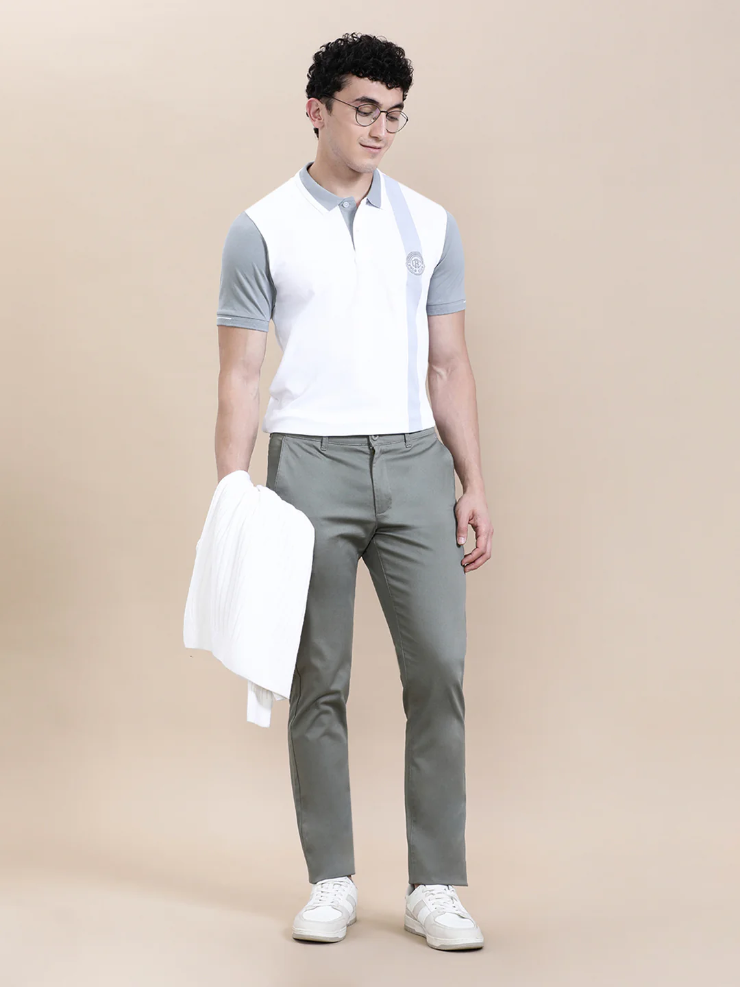 Panel Print Polo with Cheese Embroidery