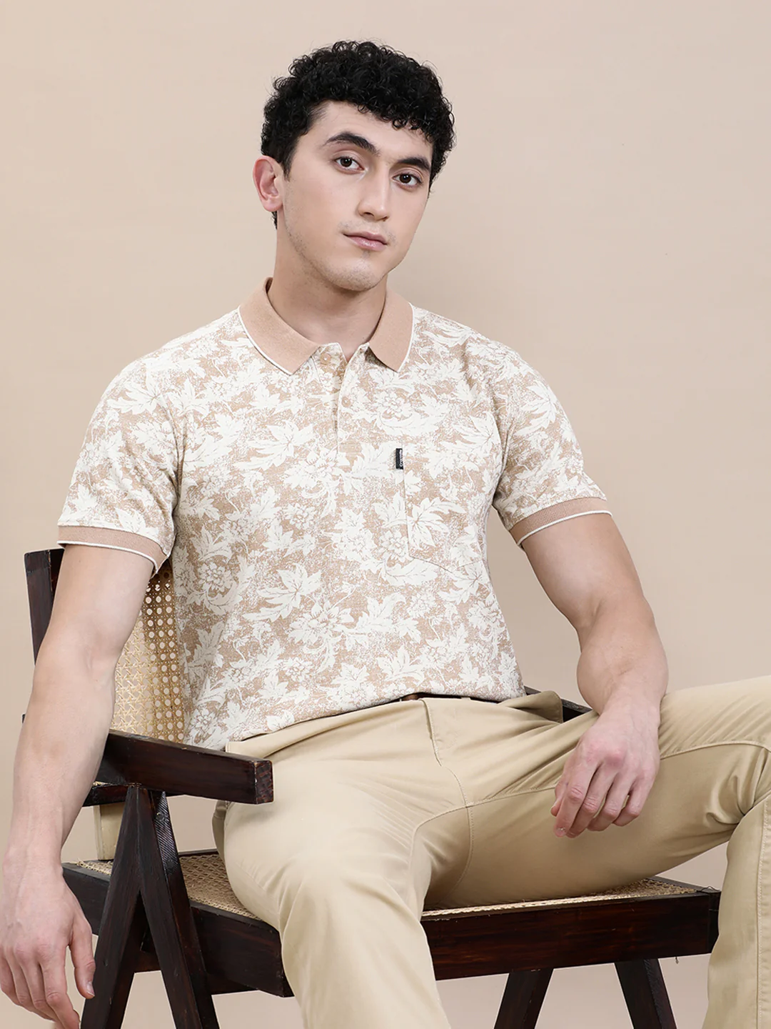 Slim Fit Cream AOP T-Shirt