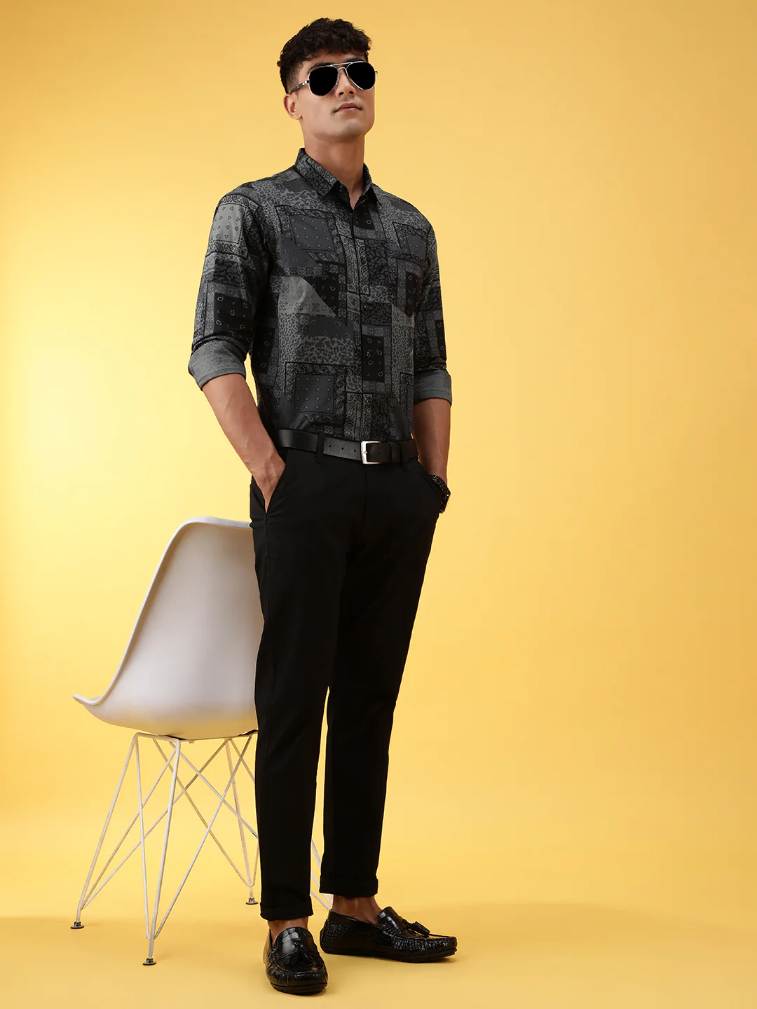 Printed Full Sleeve 100% Cotton Green Shirt