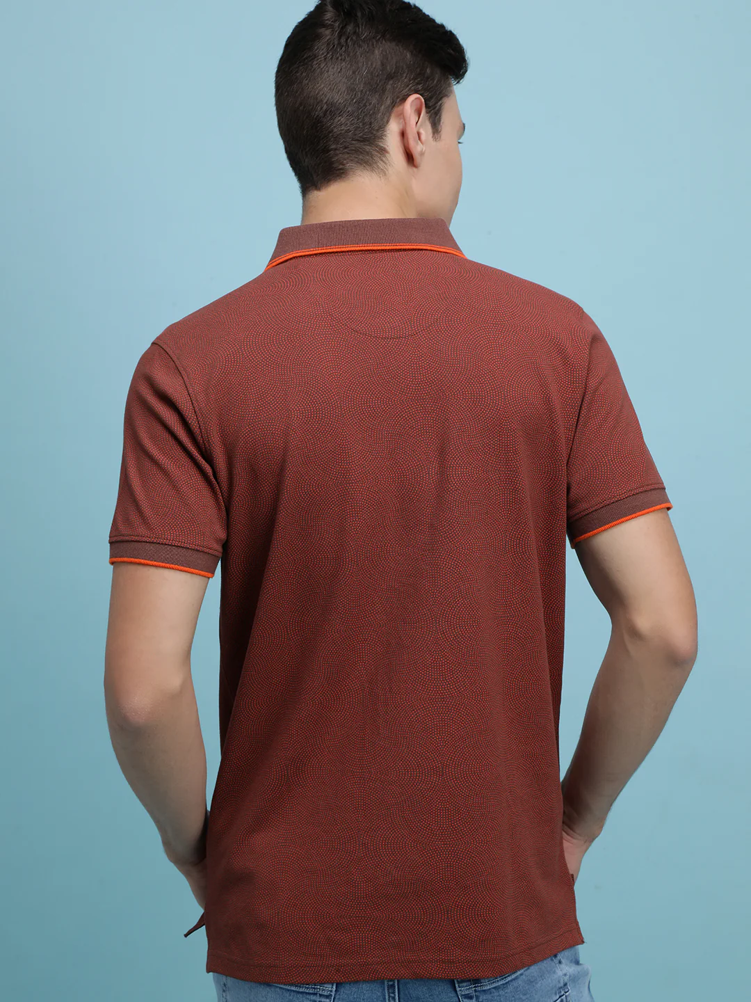 Casual Polo T-Shirt Brown Printed