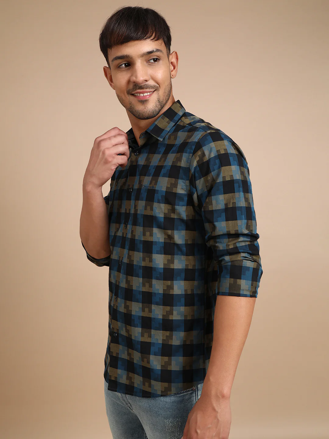 Checked Brown Full Sleeve Casual 100% Cotton Shirt