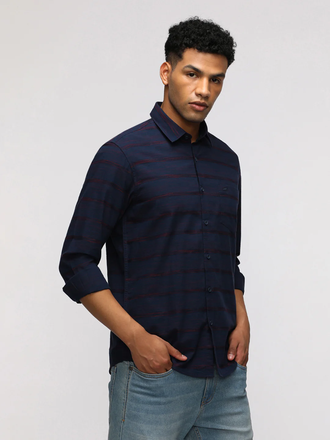 Comfort Fit Sport Navy Striped Shirt for Stylish Wear