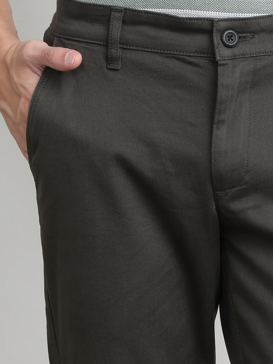 Solid Casual Grey Trouser