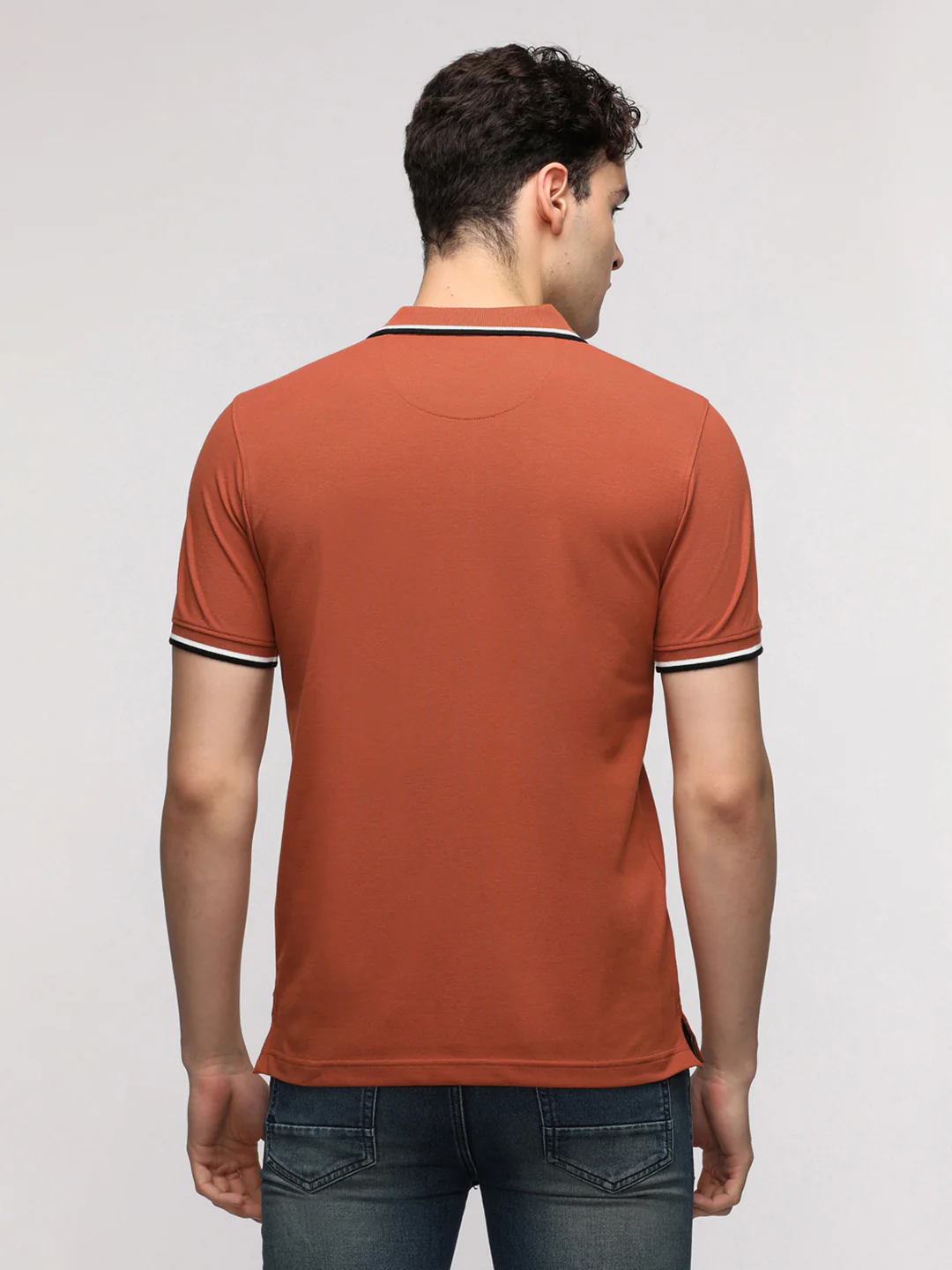 Solid Strecth Polo T-Shirt in Brown