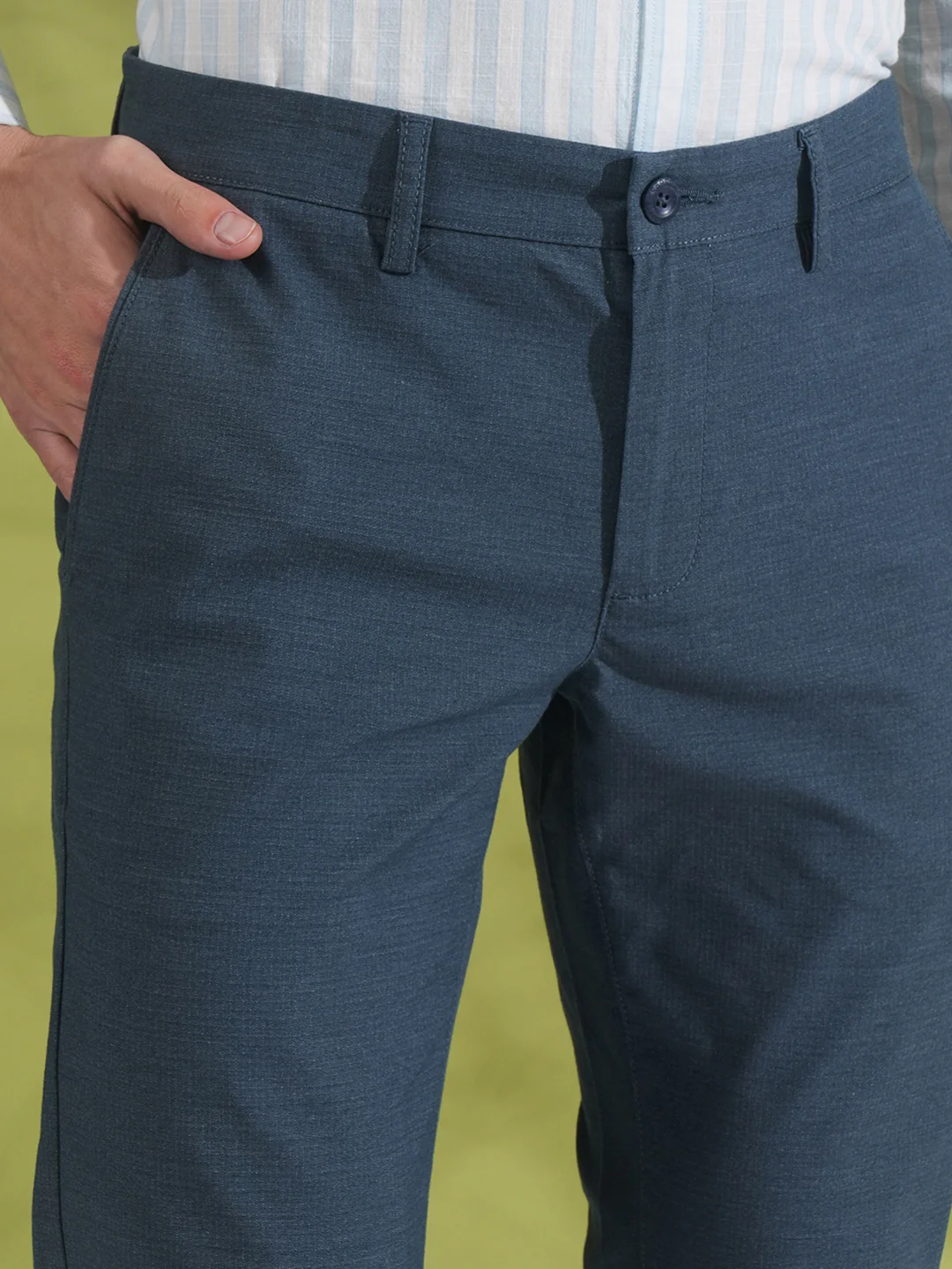 Ripstop Self Pattern Stretch Trouser Dark Blue