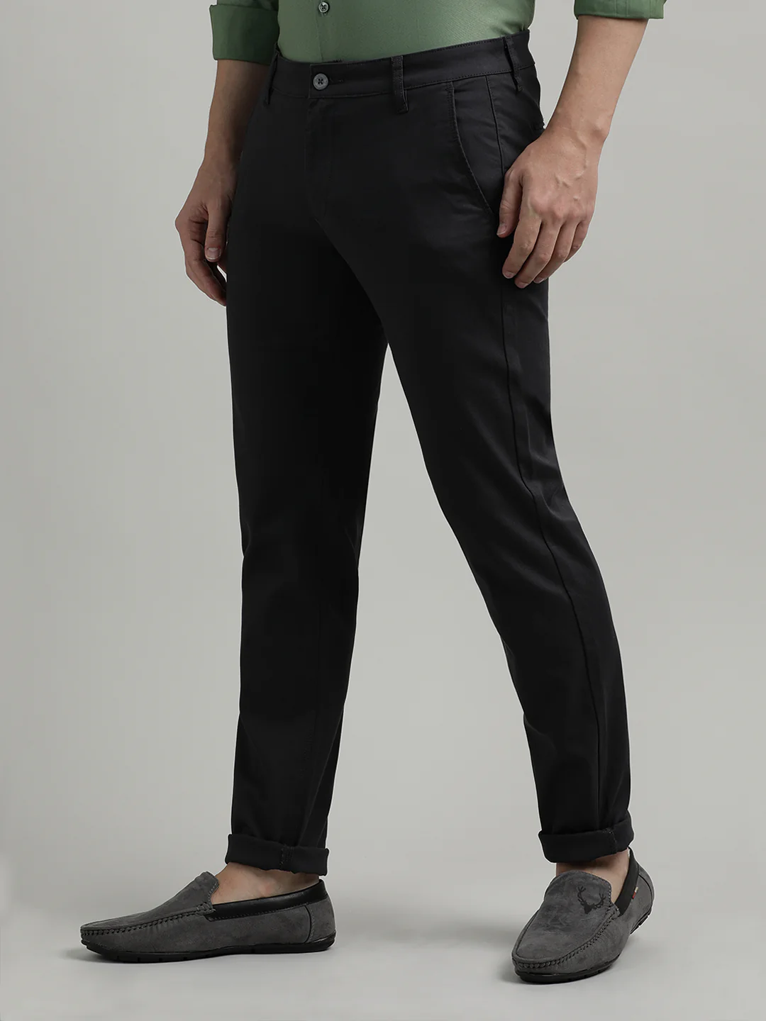 Solid Trim Fit Grey Trouser