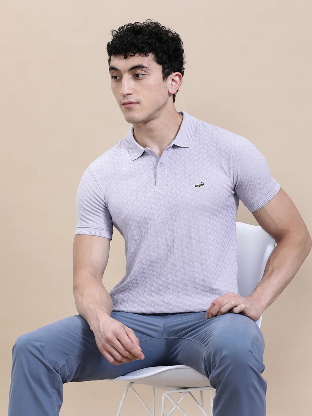 Slim Fit Purple Solid T-Shirt