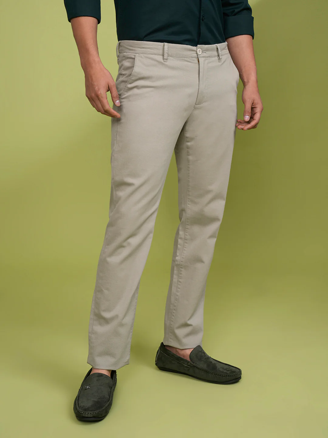 Textured Cotton Stretch Trouser Stone