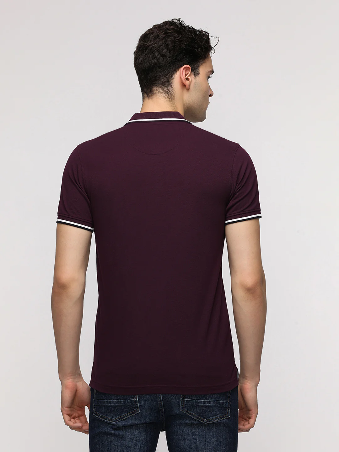 Solid Strecth Polo T-Shirt in Wine