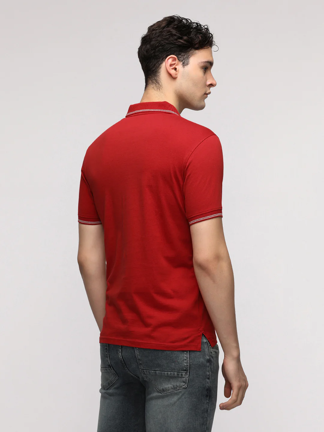 Bright Solid Polo T-Shirt with Pocket in Red