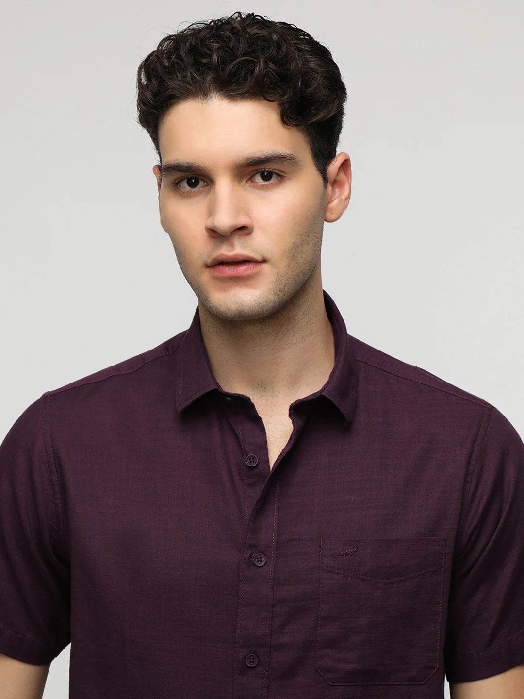 Wine Essential Solid Half Sleeve Shirt