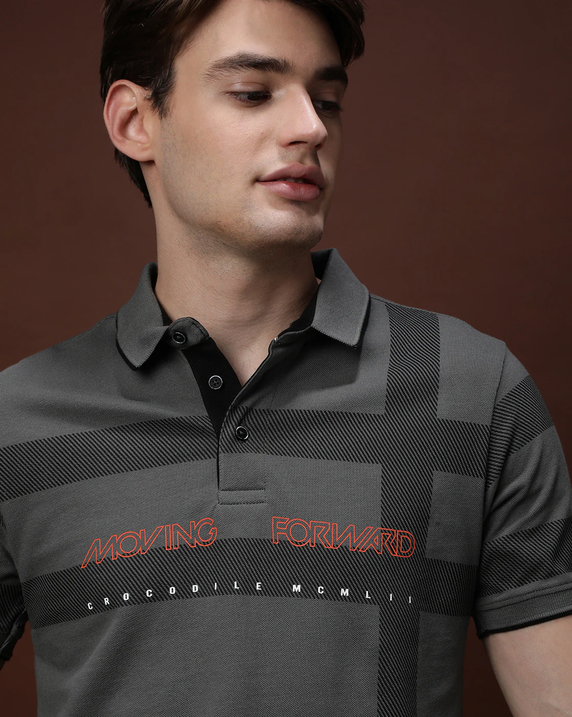 Kombu Green Printed Casual Polo T-Shirt