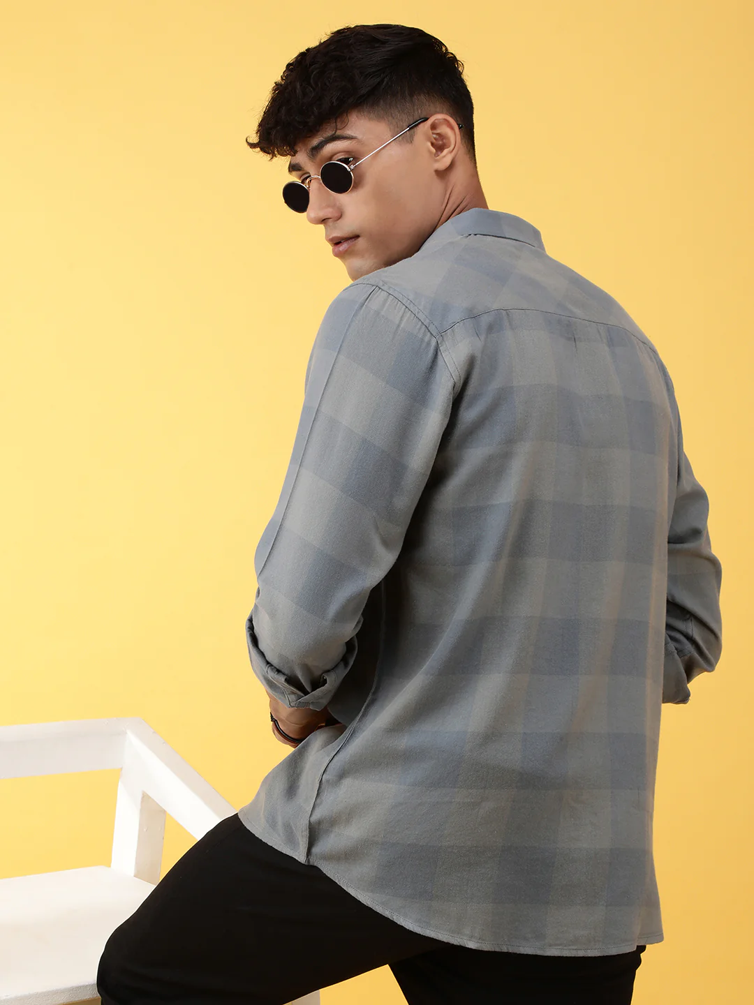 Grey Checked Full Sleeve Shirt