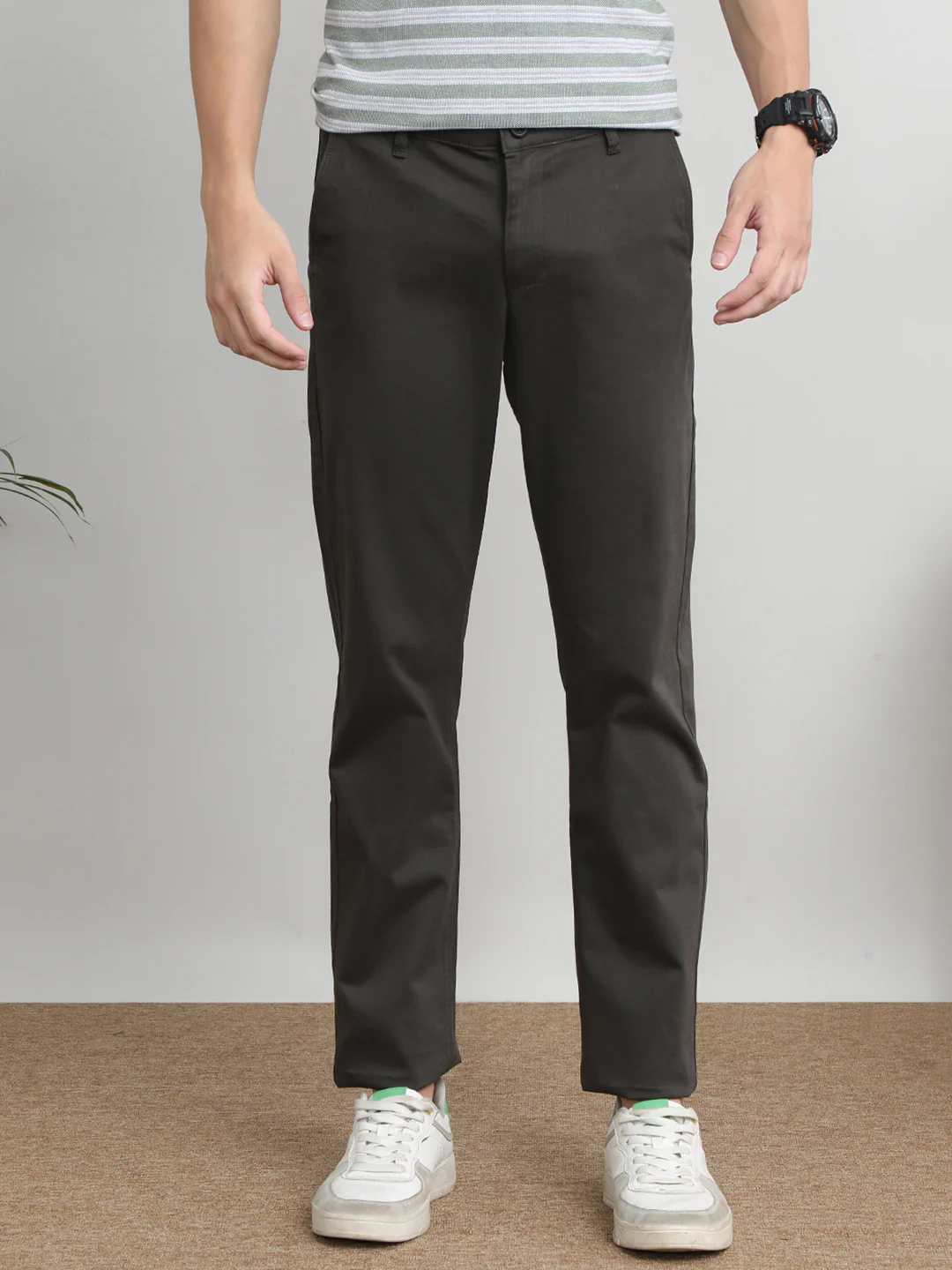 Solid Casual Grey Trouser