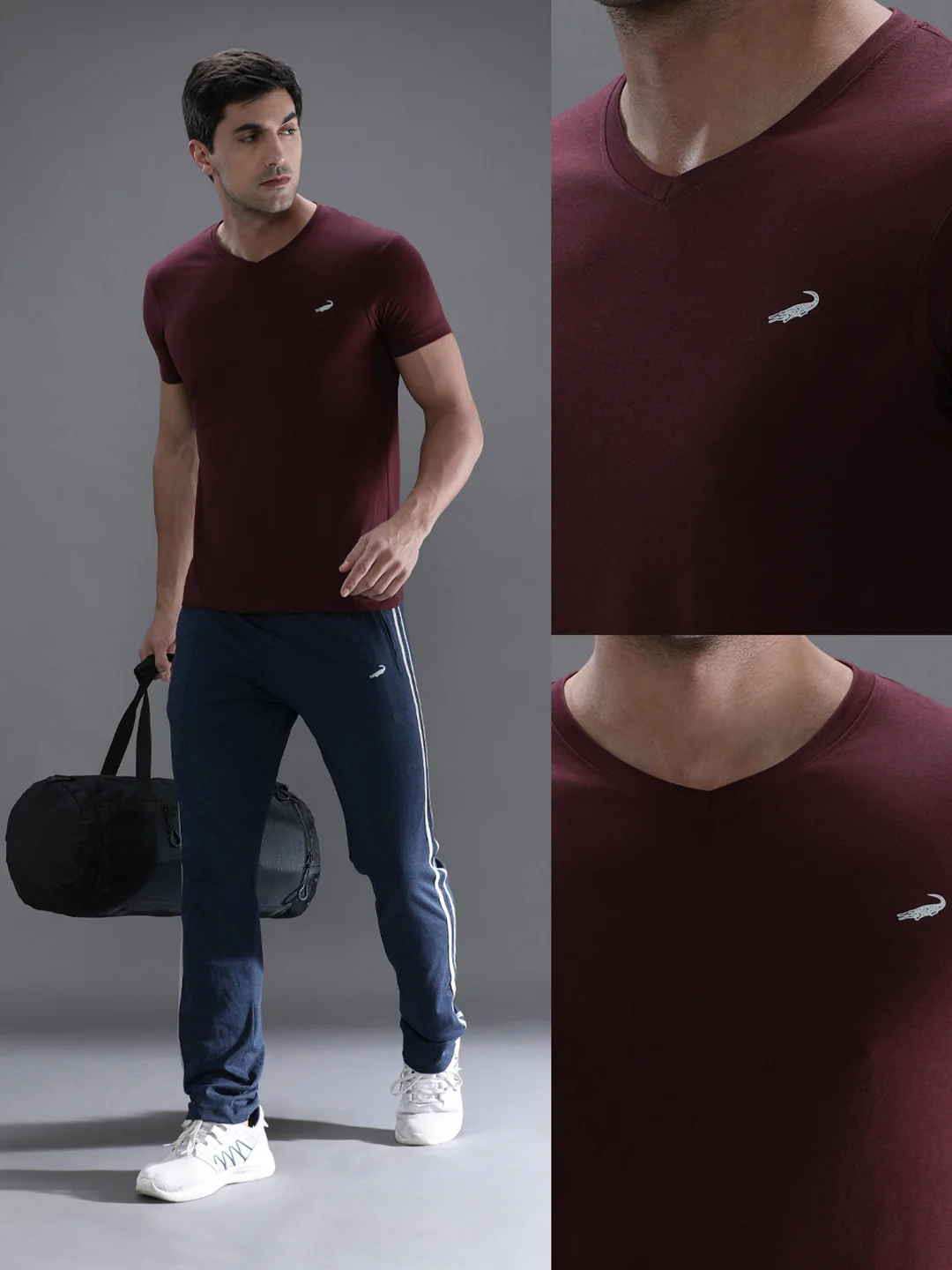 Wine Red Solid Casual T-Shirt