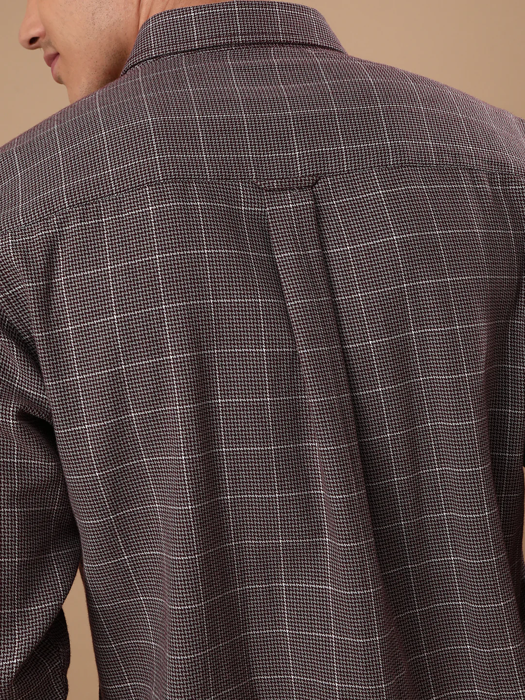 Casual Maroon Checked Full Sleeve 100% Cotton Shirt