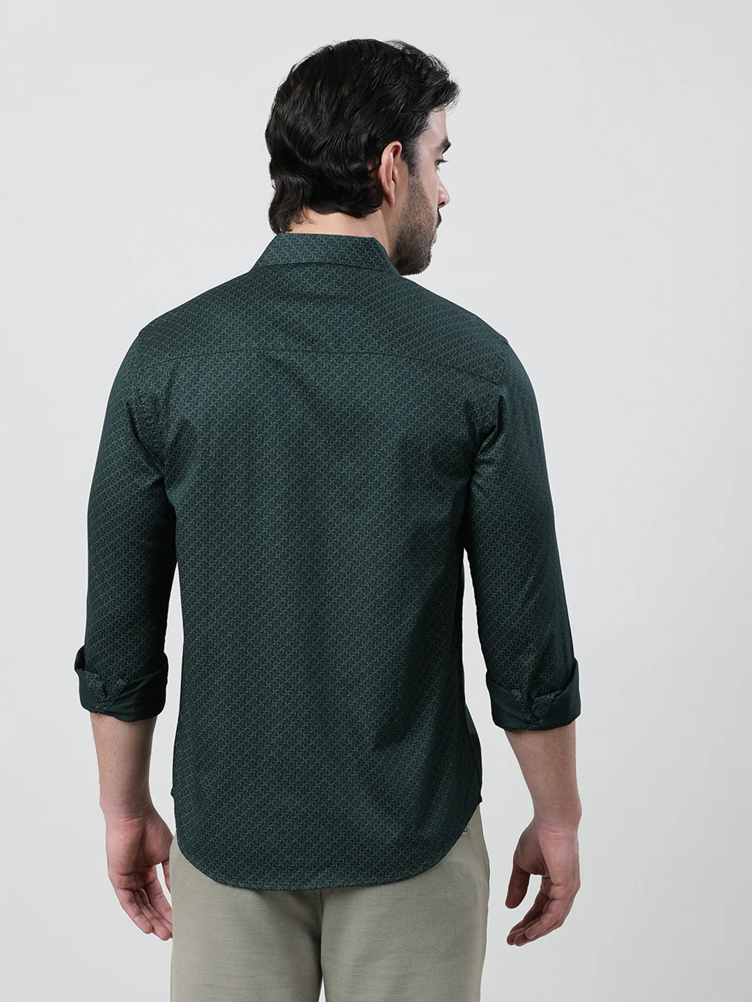 Printed Green Full Sleeve 100% Cotton Casual Shirt