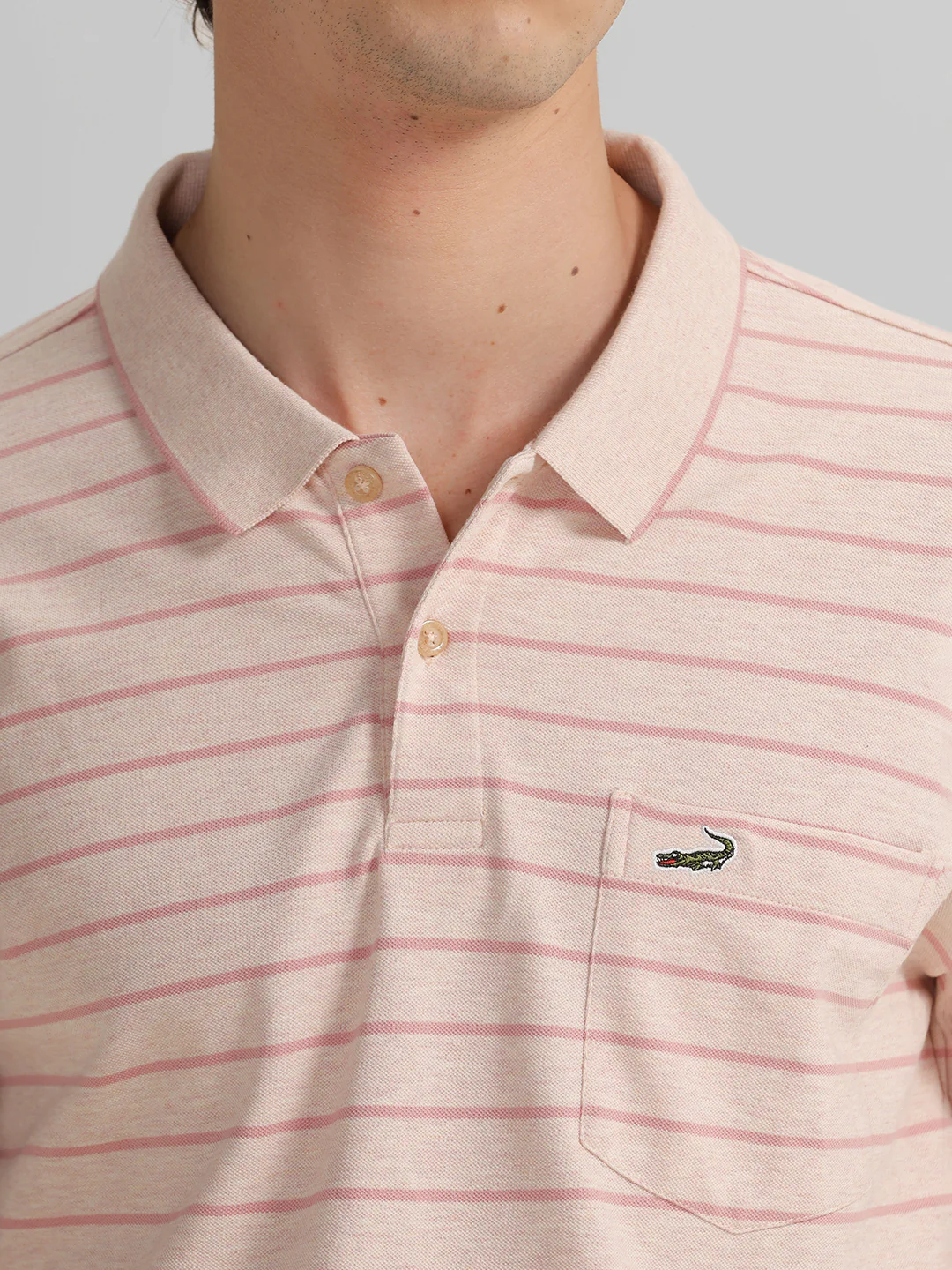 Slim Fit Pink Striper Polo T-Shirt