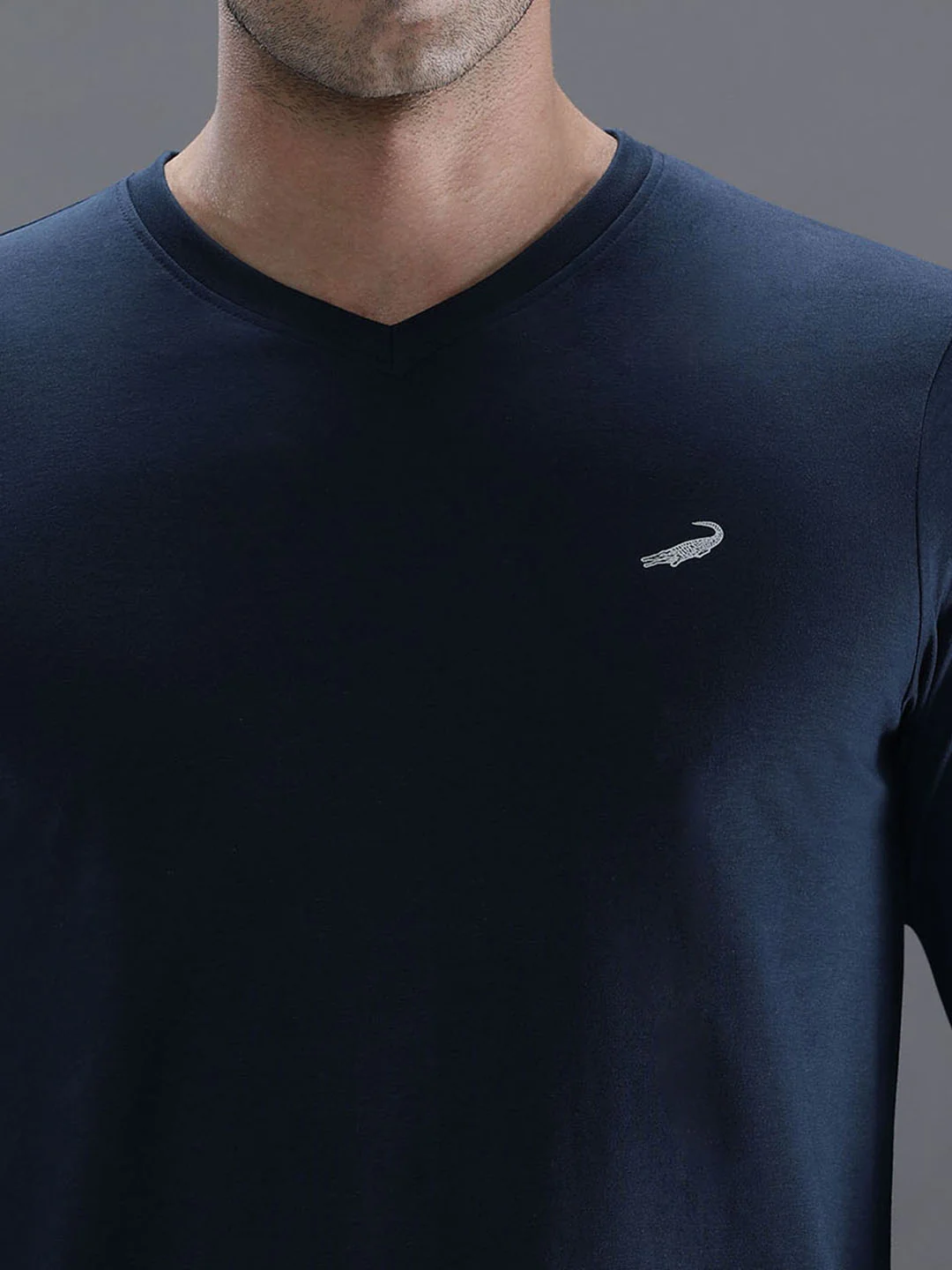 Casual Navy Solid T-Shirt