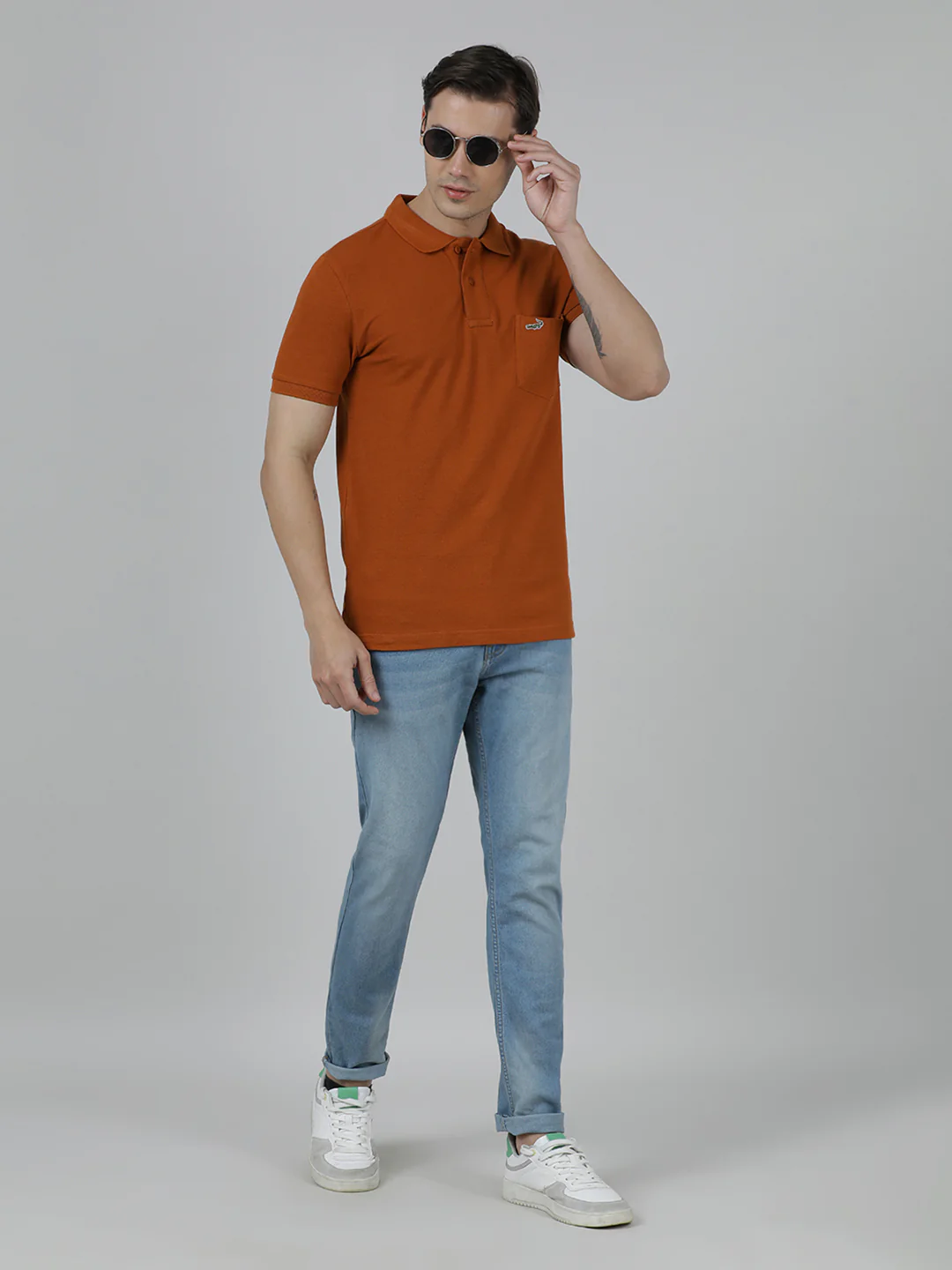 Solid Brown Slim Fit Polo T-Shirt with Pocket