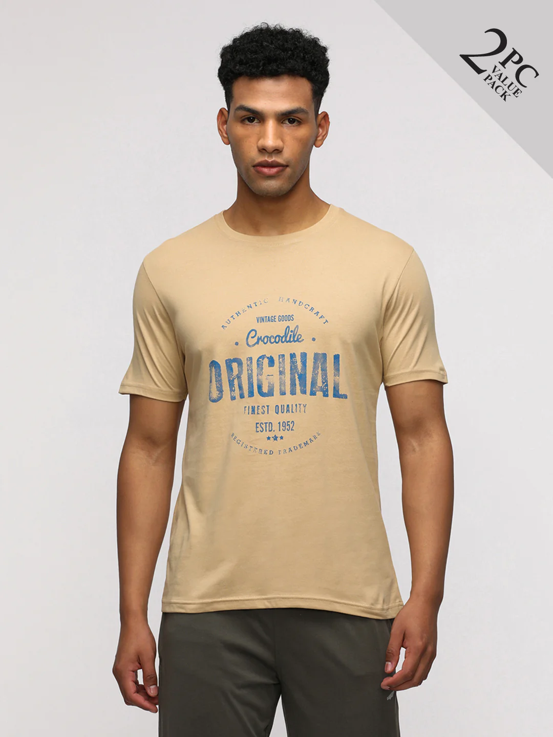 Typography Printed Round Neck Cotton Slim Fit T-shirts Pack Of 2