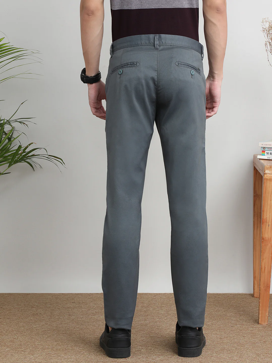 Solid Grey Casual Trouser