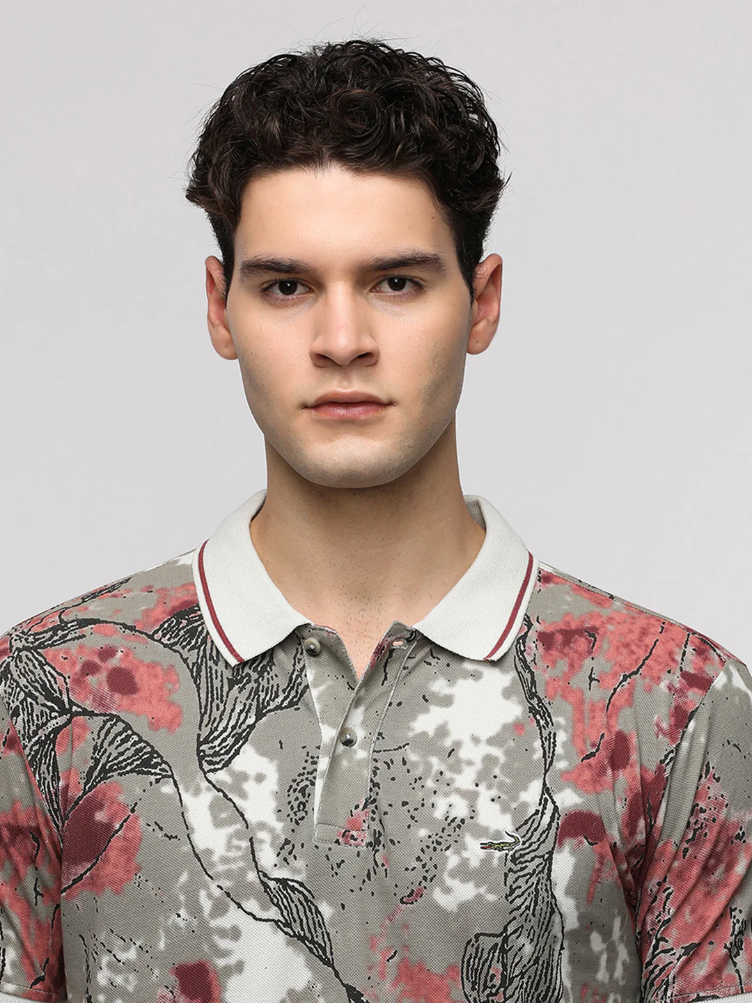 All Over Print Grey Marron T-Shirt with 100% Cotton