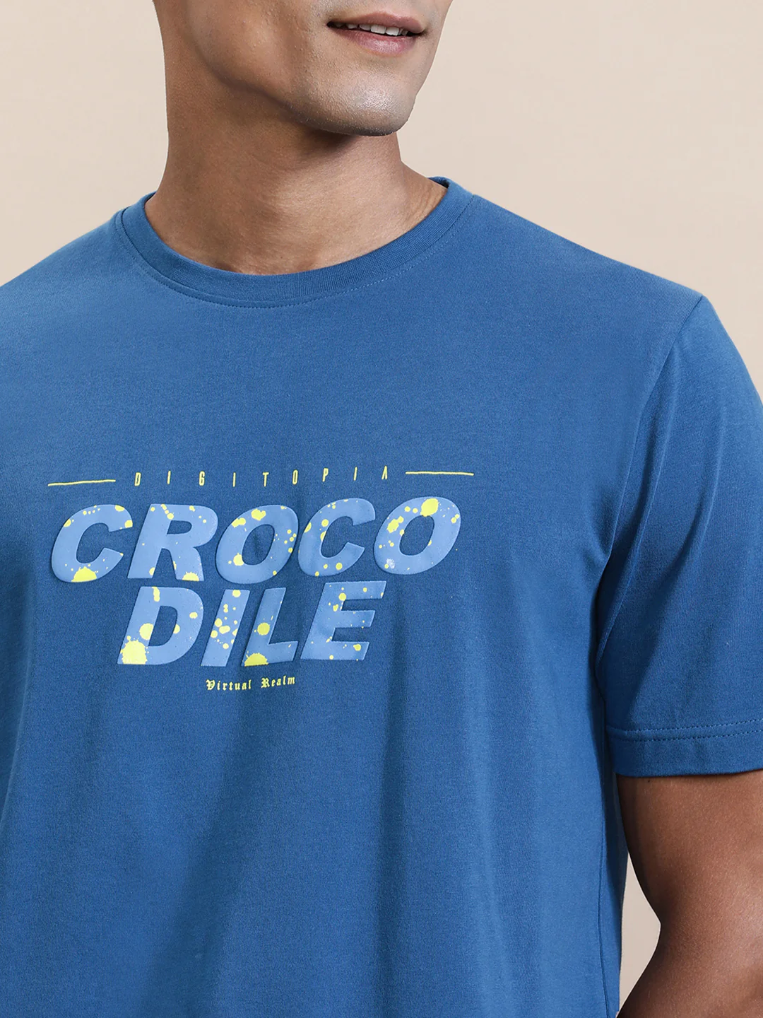 Chest HD Print Slim Fit T-Shirt Blue