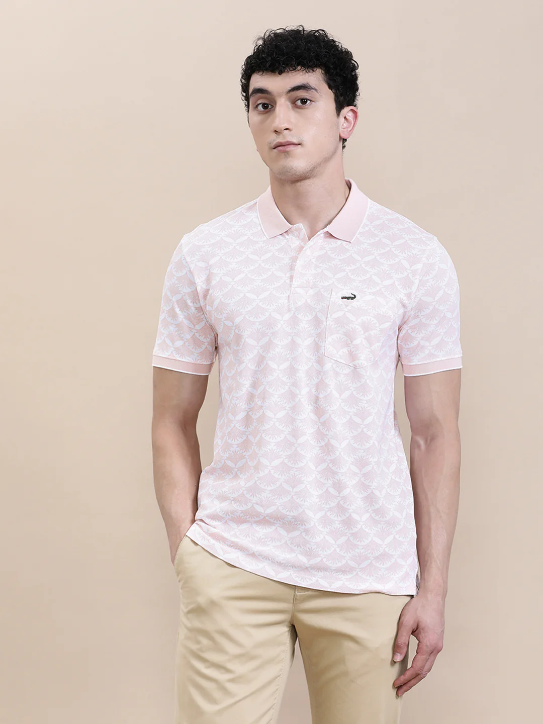 Leaf Motif Slim Fit Polo