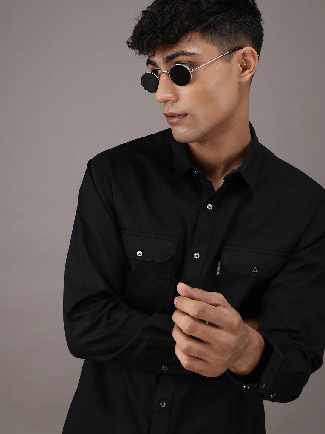 Black Solid Full Sleeve Casual Shirt