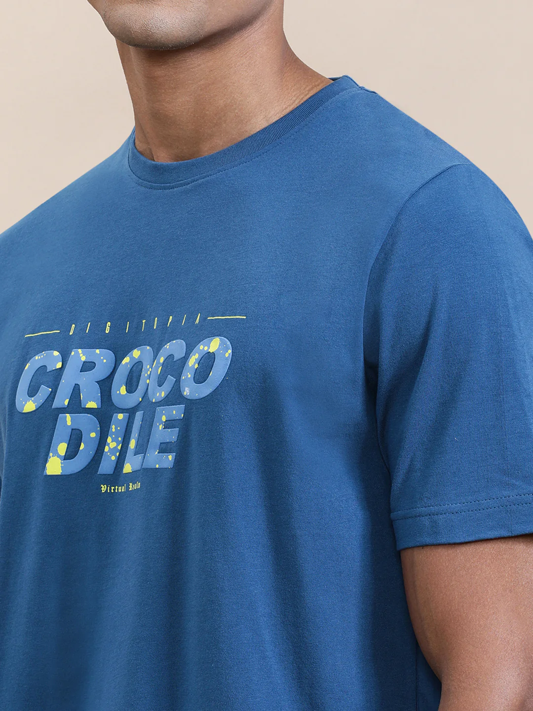 Chest HD Print Slim Fit T-Shirt Blue