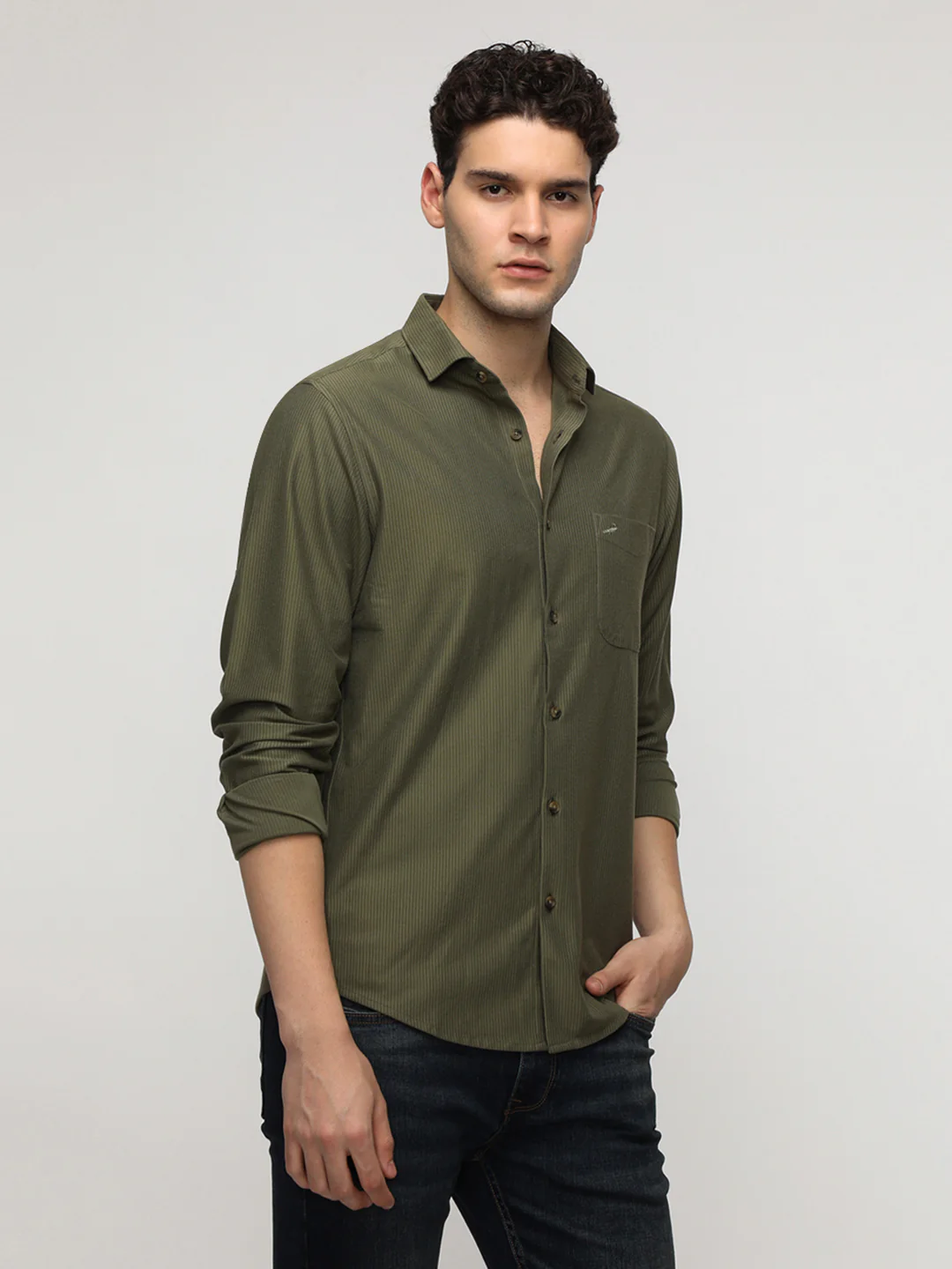 Olive Stripe Premium Techno Shirt
