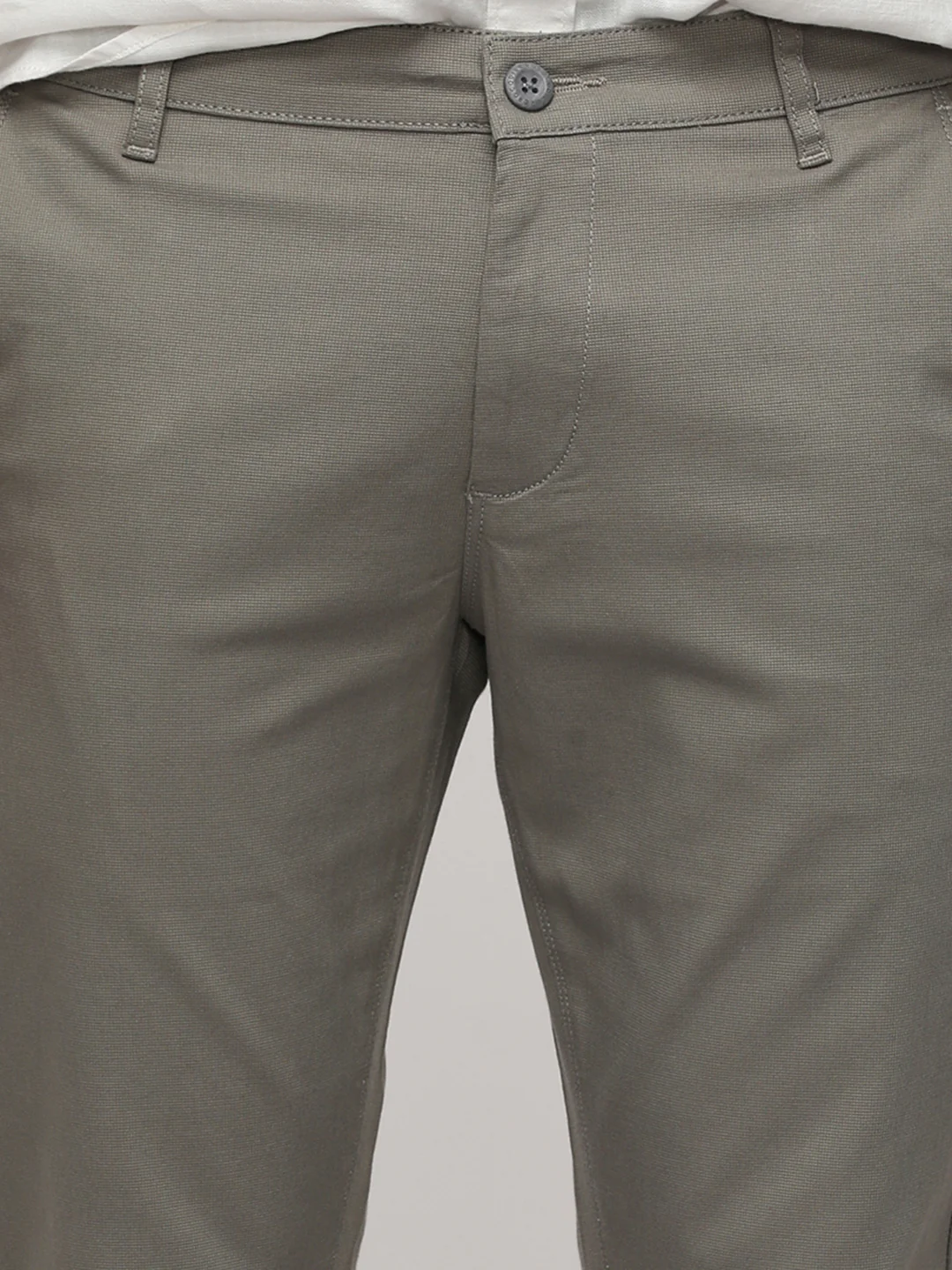 Dark Slate Cotton Textured Stretch Trouser