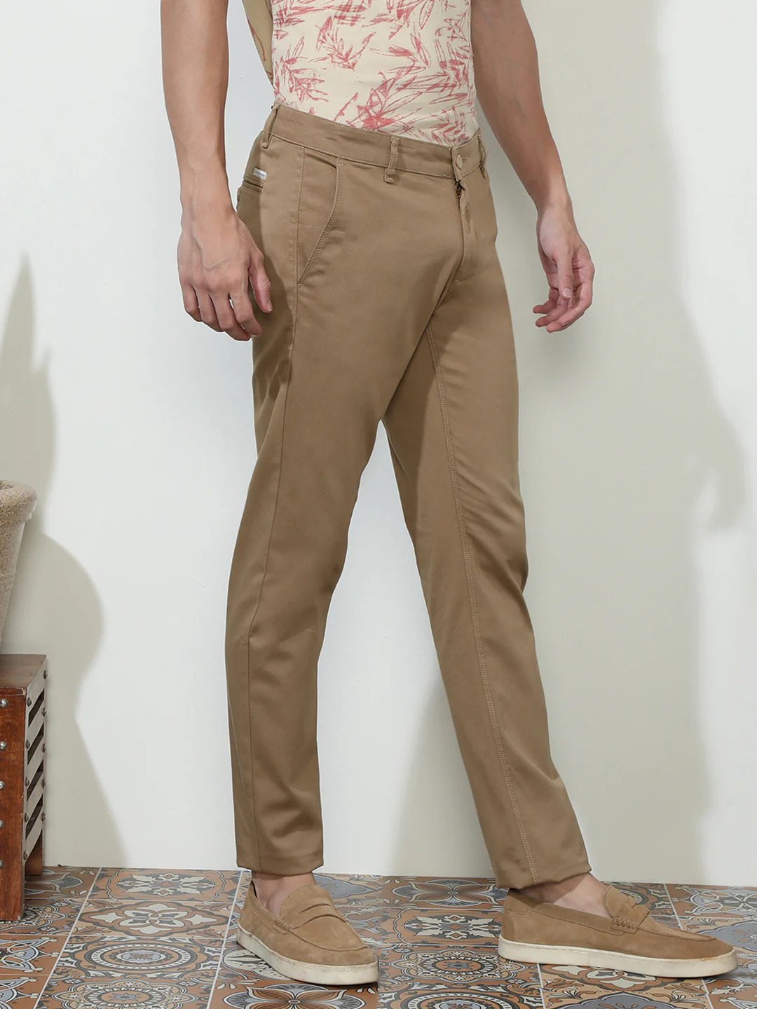 Solid Casual Brown Trouser